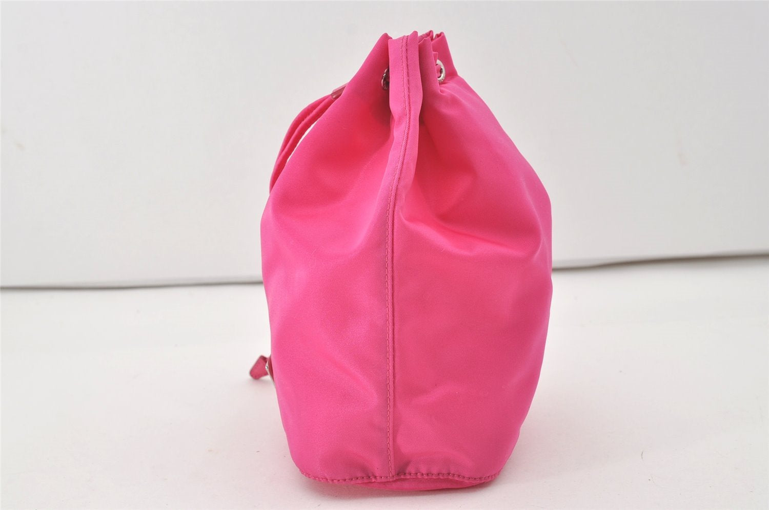 Authentic PRADA Vintage Nylon Tessuto Drawstring Hand Bag Purse Pink 1522J