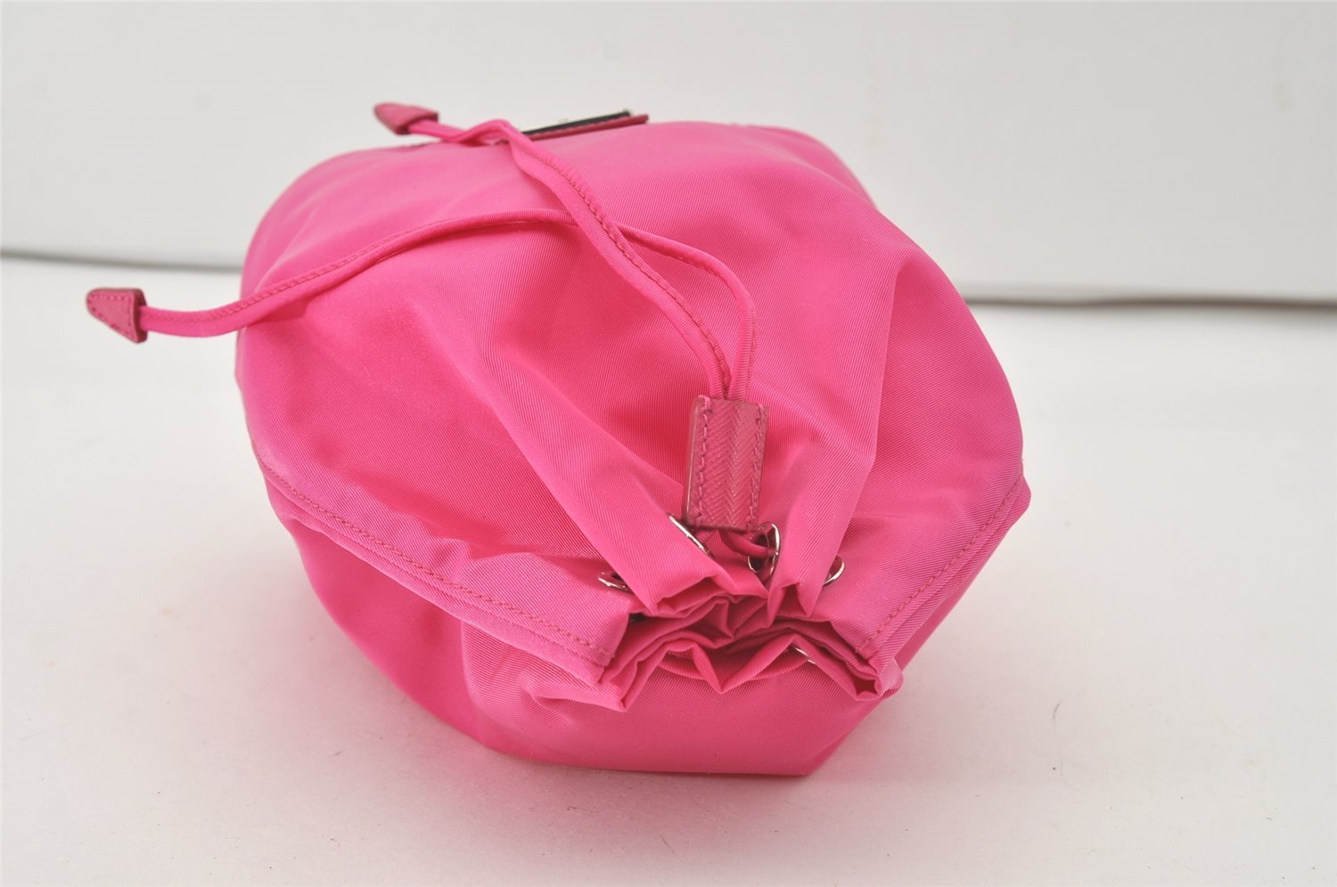 Authentic PRADA Vintage Nylon Tessuto Drawstring Hand Bag Purse Pink 1522J