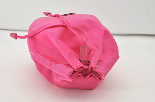 Authentic PRADA Vintage Nylon Tessuto Drawstring Hand Bag Purse Pink 1522J