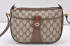 Authentic GUCCI Web Sherry Line Shoulder Bag GG PVC Leather Brown Junk 1524K