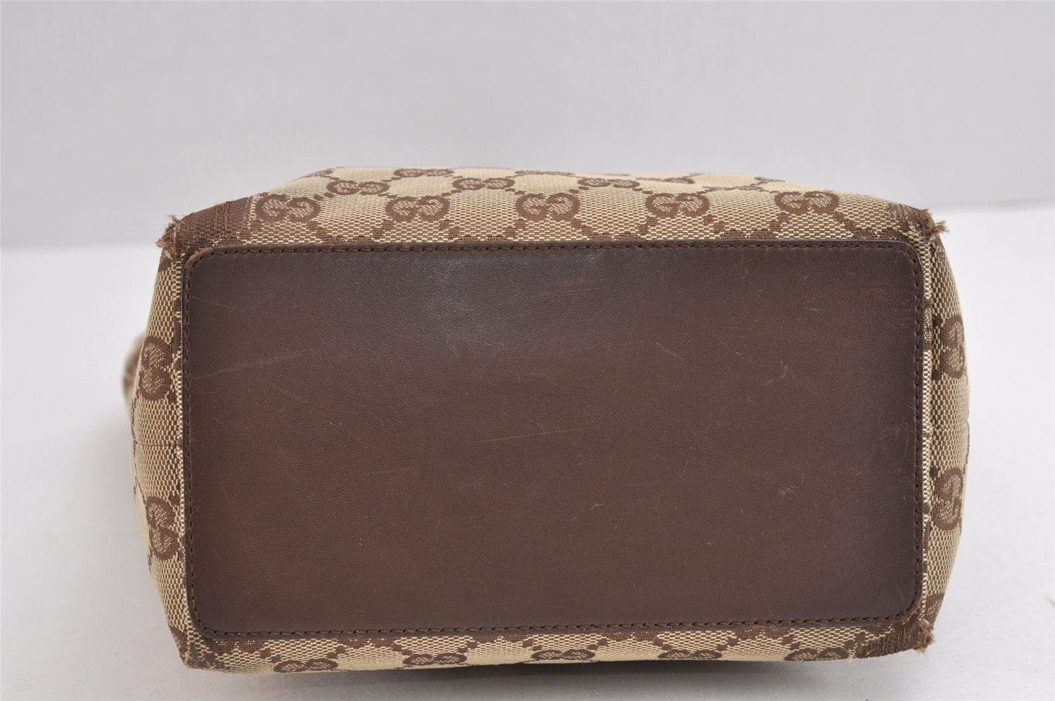 Authentic GUCCI Vintage Shoulder Tote Bag GG Canvas Leather 31244 Brown 1527J