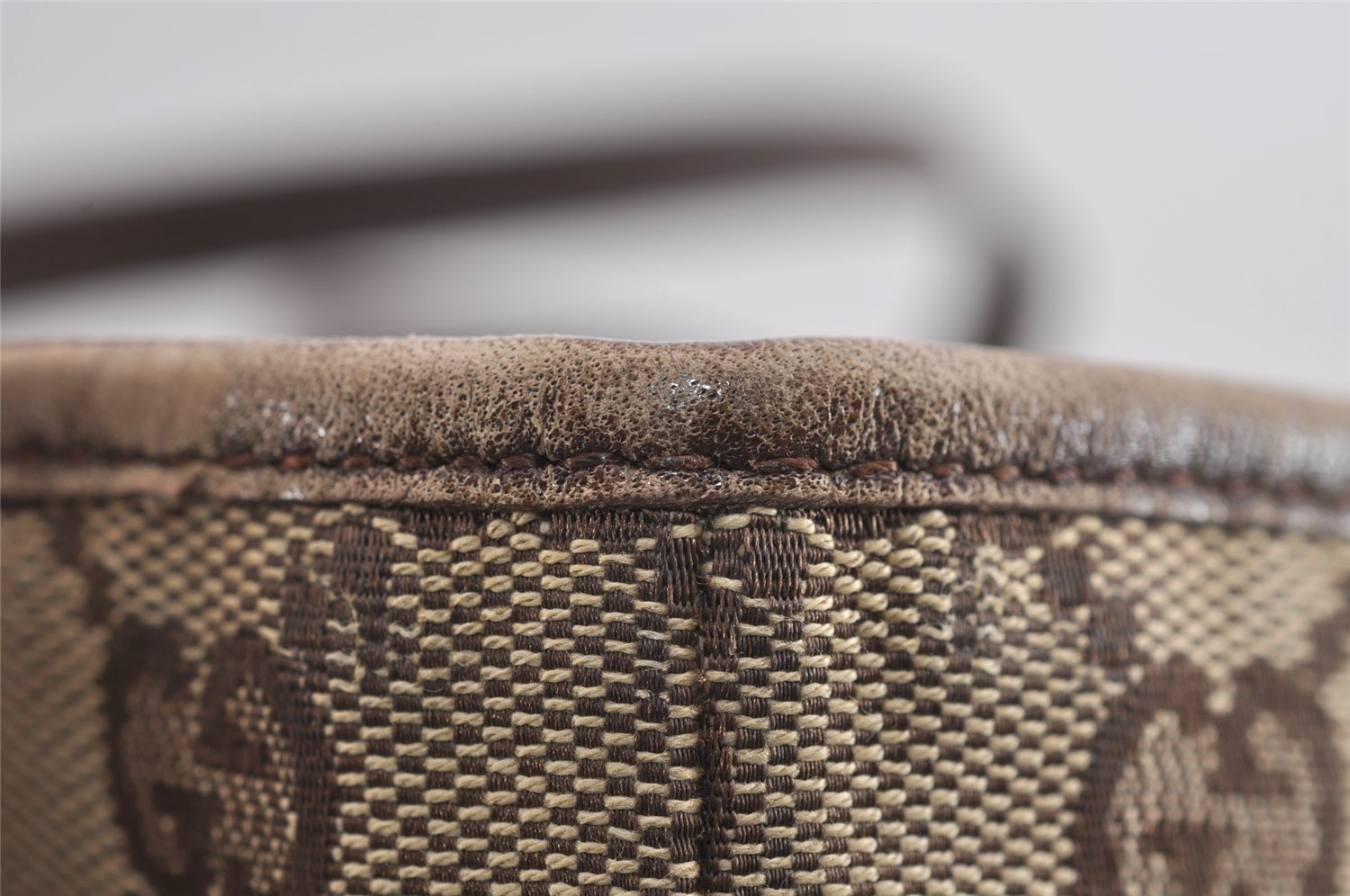 Authentic GUCCI Vintage Shoulder Tote Bag GG Canvas Leather 31244 Brown 1527J