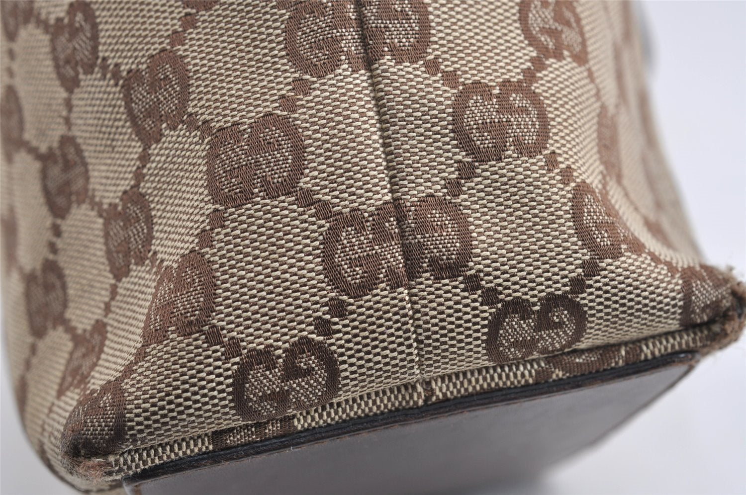 Authentic GUCCI Vintage Shoulder Tote Bag GG Canvas Leather 31244 Brown 1527J