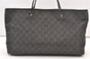 Authentic GUCCI Vintage Shoulder Tote Bag GG Canvas Leather 36173 Black 1527K