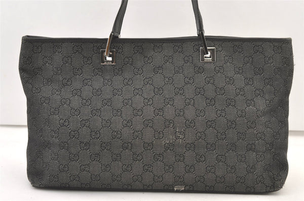 Authentic GUCCI Vintage Shoulder Tote Bag GG Canvas Leather 36173 Black 1527K