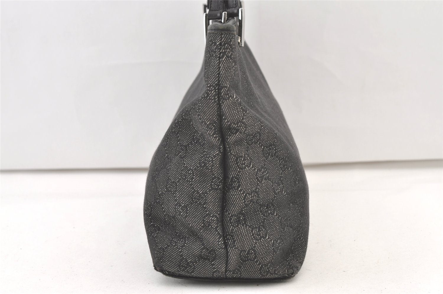 Authentic GUCCI Vintage Shoulder Tote Bag GG Canvas Leather 36173 Black 1527K