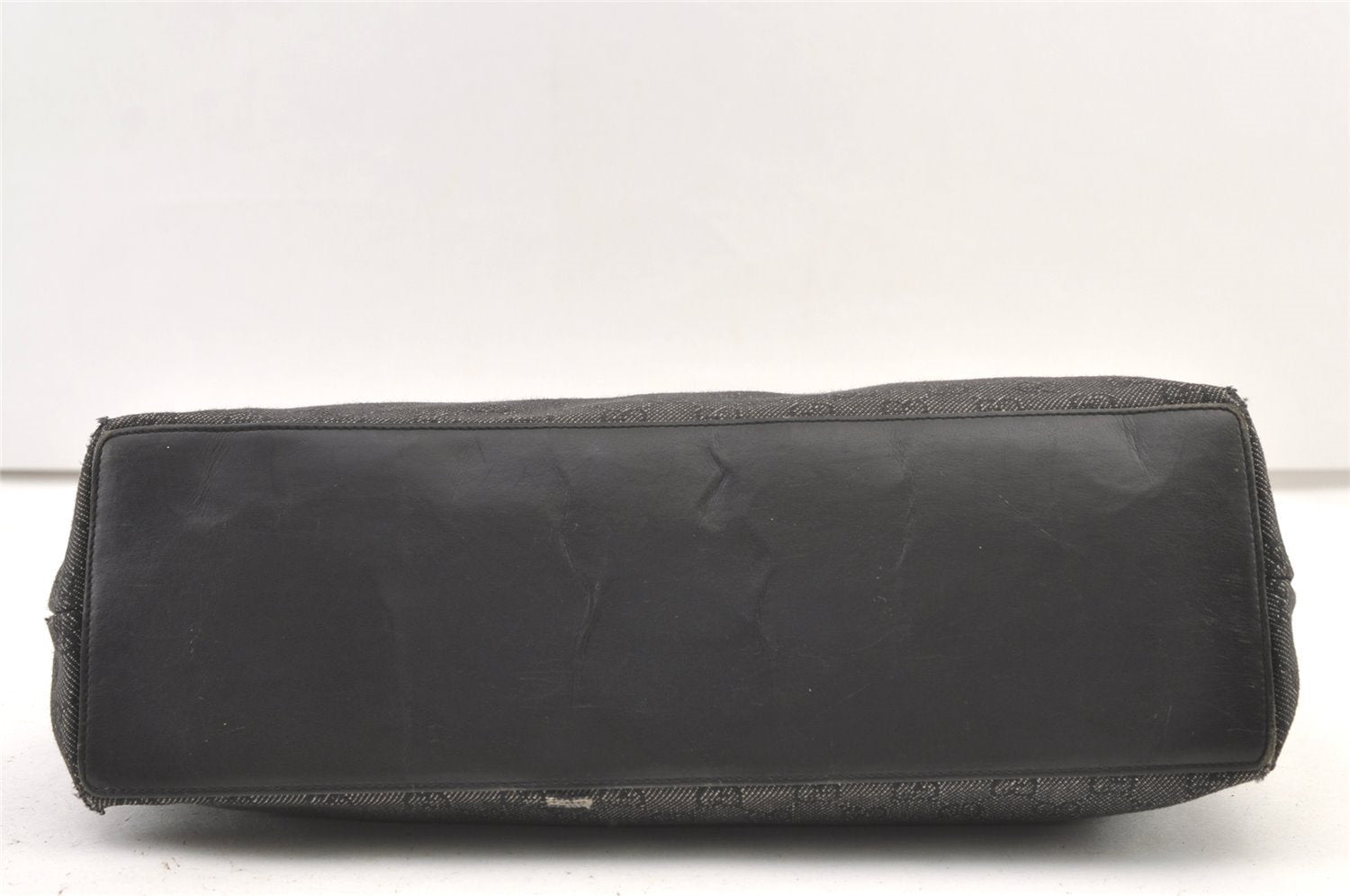 Authentic GUCCI Vintage Shoulder Tote Bag GG Canvas Leather 36173 Black 1527K