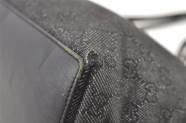 Authentic GUCCI Vintage Shoulder Tote Bag GG Canvas Leather 36173 Black 1527K