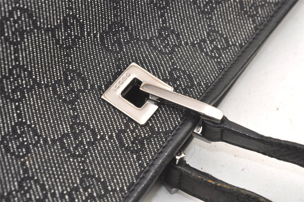 Authentic GUCCI Vintage Shoulder Tote Bag GG Canvas Leather 36173 Black 1527K