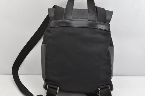Authentic GUCCI Vintage Drawstring Backpack Nylon Leather 0030233 Black 1529K