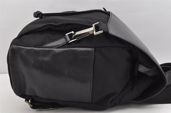 Authentic GUCCI Vintage Drawstring Backpack Nylon Leather 0030233 Black 1529K