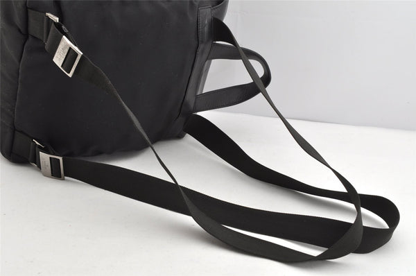 Authentic GUCCI Vintage Drawstring Backpack Nylon Leather 0030233 Black 1529K