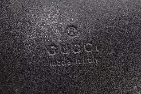 Authentic GUCCI Vintage Drawstring Backpack Nylon Leather 0030233 Black 1529K