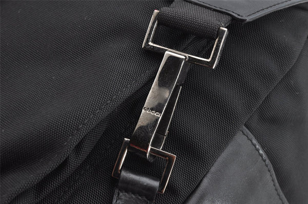 Authentic GUCCI Vintage Drawstring Backpack Nylon Leather 0030233 Black 1529K