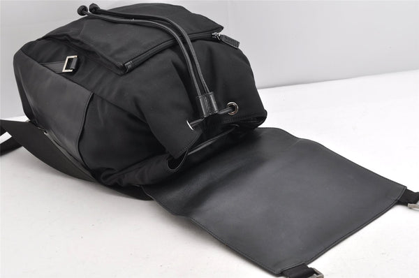 Authentic GUCCI Vintage Drawstring Backpack Nylon Leather 0030233 Black 1529K