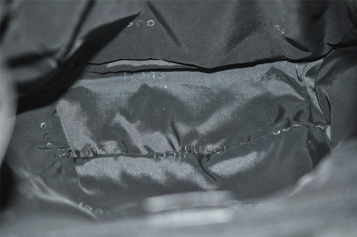 Authentic GUCCI Vintage Drawstring Backpack Nylon Leather 0030233 Black 1529K