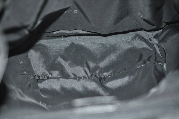 Authentic GUCCI Vintage Drawstring Backpack Nylon Leather 0030233 Black 1529K