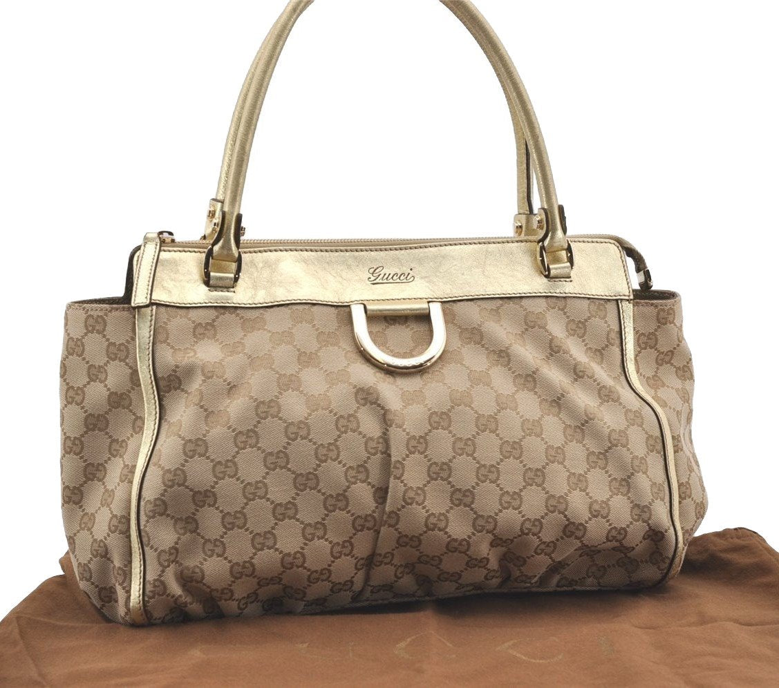 Authentic GUCCI Abbey Shoulder Tote Bag GG Canvas Leather 189831 Beige 1530J