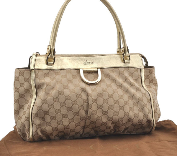 Authentic GUCCI Abbey Shoulder Tote Bag GG Canvas Leather 189831 Beige 1530J
