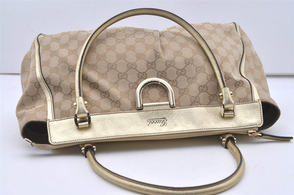 Authentic GUCCI Abbey Shoulder Tote Bag GG Canvas Leather 189831 Beige 1530J