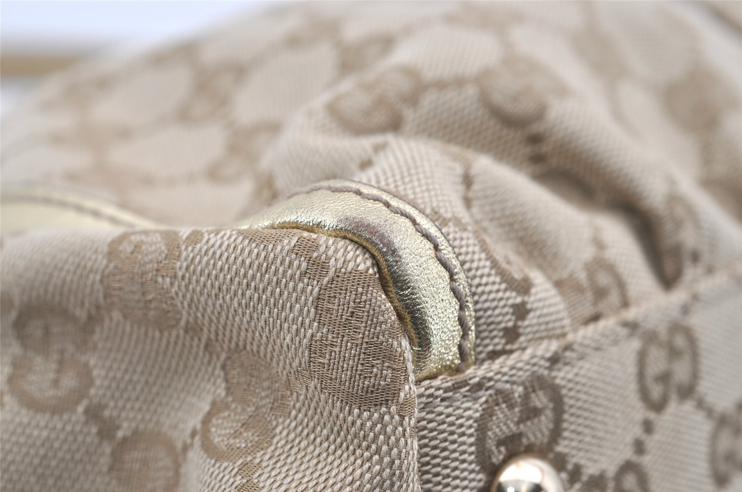 Authentic GUCCI Abbey Shoulder Tote Bag GG Canvas Leather 189831 Beige 1530J