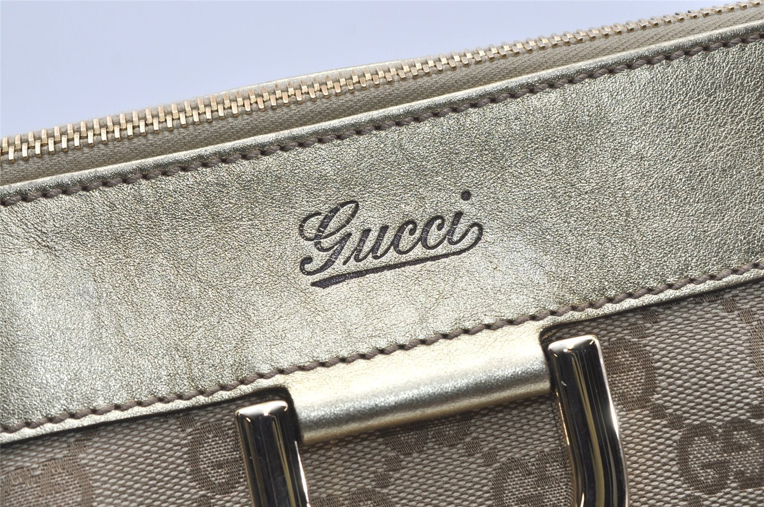 Authentic GUCCI Abbey Shoulder Tote Bag GG Canvas Leather 189831 Beige 1530J