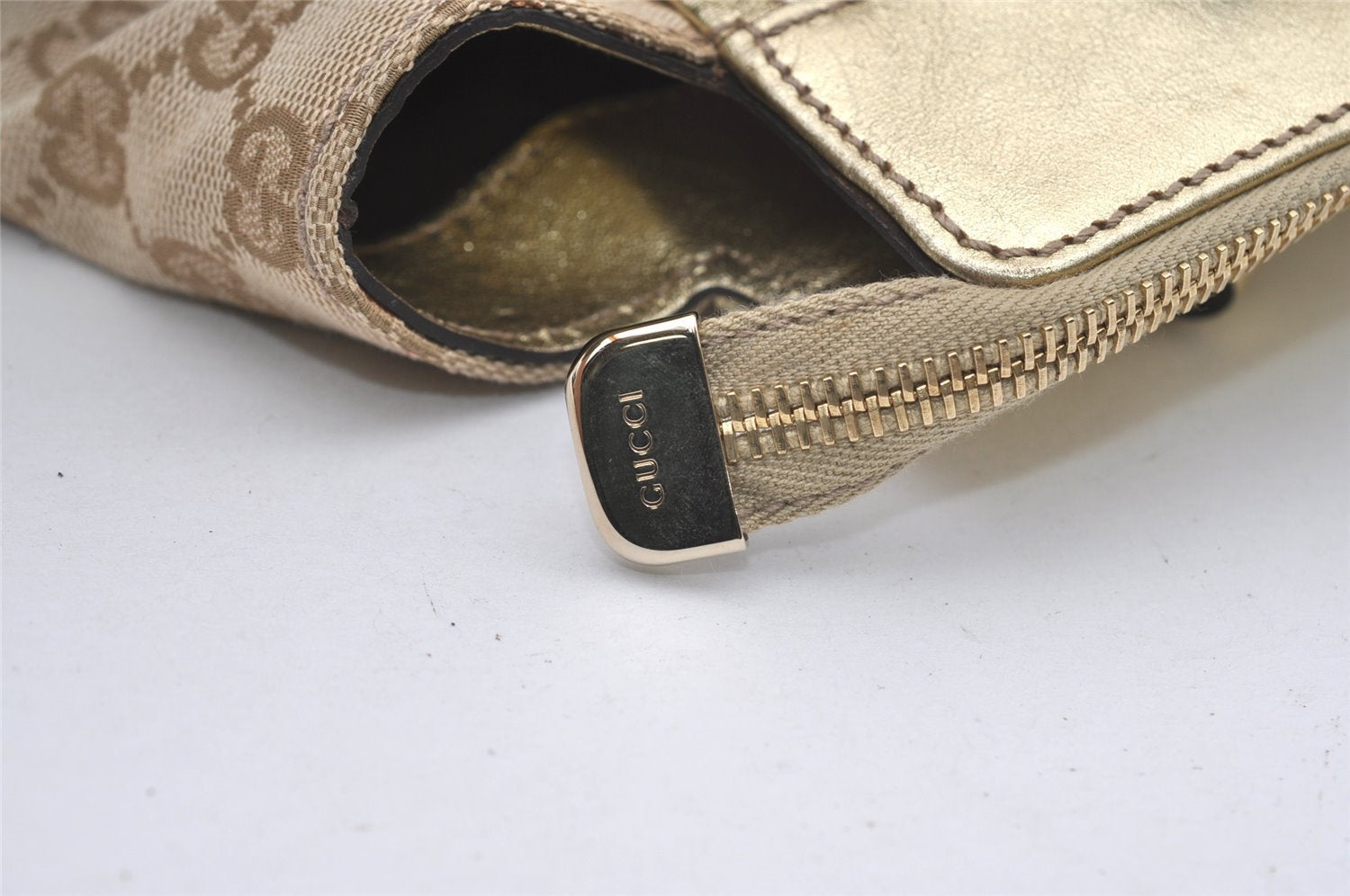 Authentic GUCCI Abbey Shoulder Tote Bag GG Canvas Leather 189831 Beige 1530J