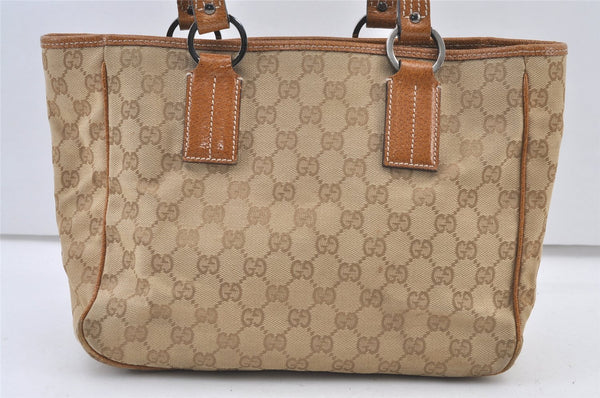 Authentic GUCCI Shoulder Tote Bag GG Canvas Leather 113019 Beige 1530K