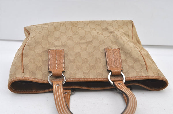 Authentic GUCCI Shoulder Tote Bag GG Canvas Leather 113019 Beige 1530K