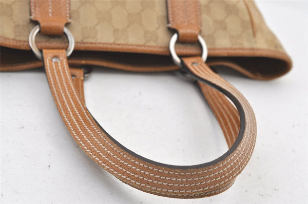 Authentic GUCCI Shoulder Tote Bag GG Canvas Leather 113019 Beige 1530K