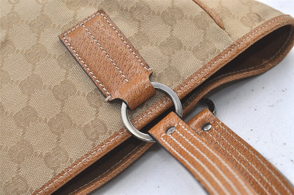 Authentic GUCCI Shoulder Tote Bag GG Canvas Leather 113019 Beige 1530K