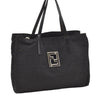 Authentic FENDI Zucca Vintage Hand Bag Purse Canvas Leather Black 1531J