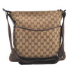 Authentic GUCCI Shoulder Cross Body Bag GG Canvas Leather 145857 Brown 1531K
