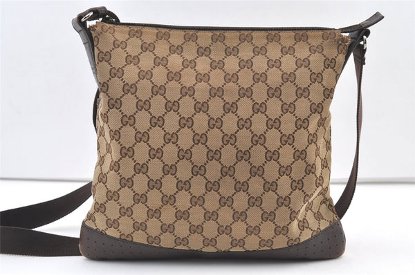 Authentic GUCCI Shoulder Cross Body Bag GG Canvas Leather 145857 Brown 1531K