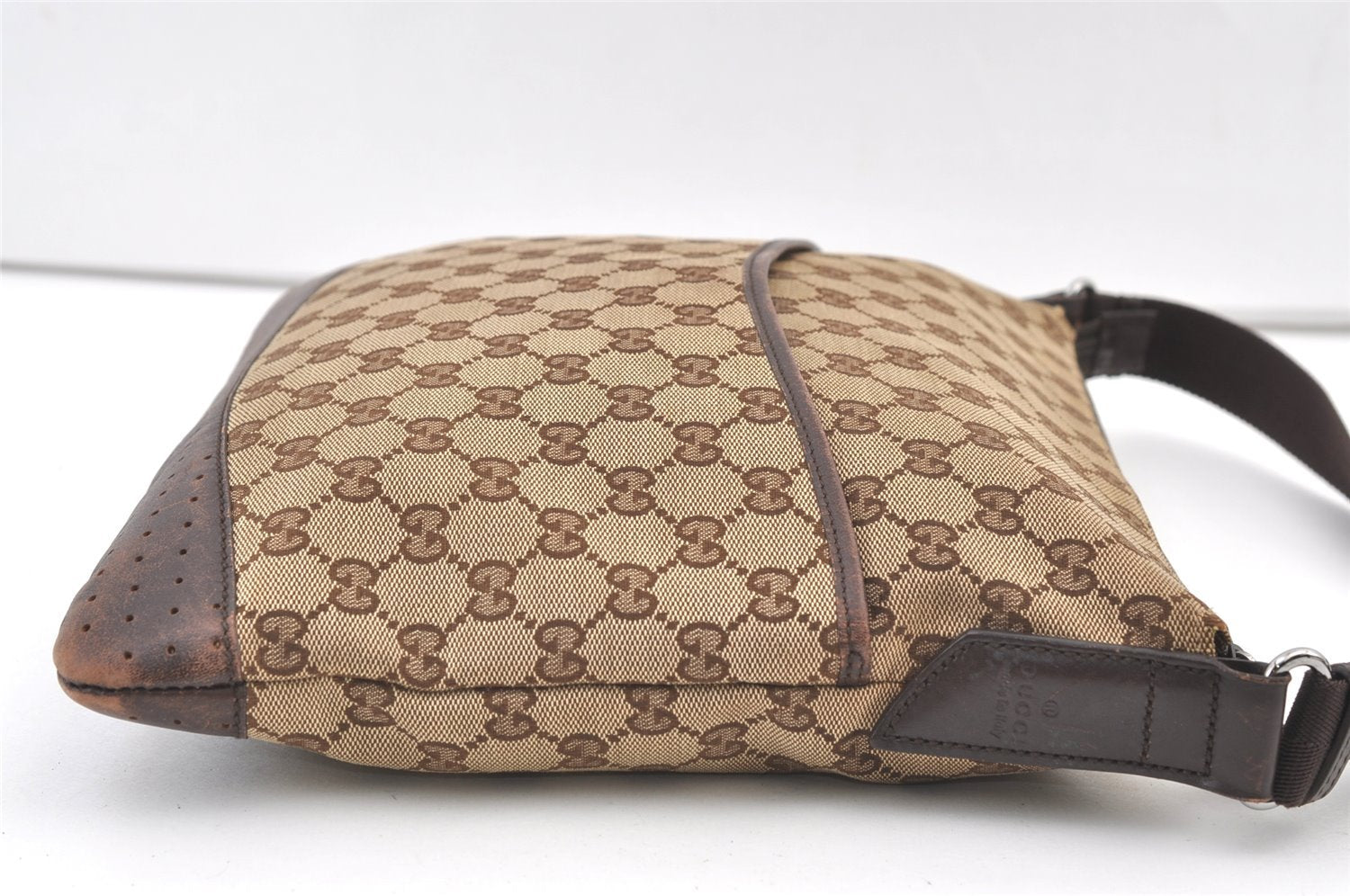 Authentic GUCCI Shoulder Cross Body Bag GG Canvas Leather 145857 Brown 1531K