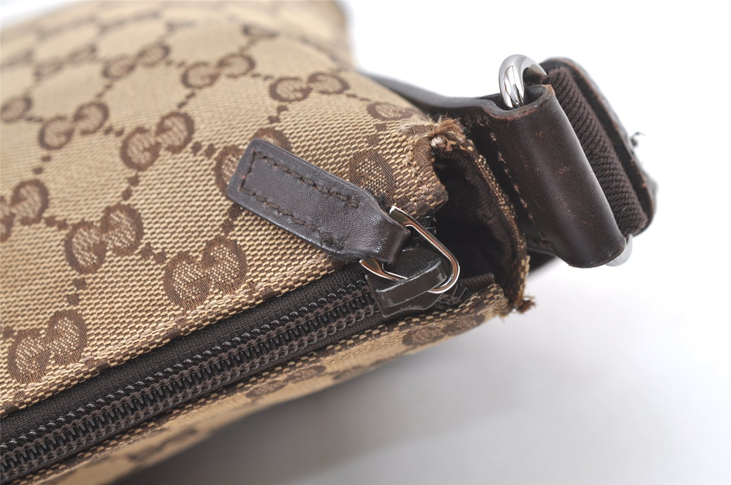 Authentic GUCCI Shoulder Cross Body Bag GG Canvas Leather 145857 Brown 1531K