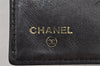 Authentic CHANEL Vintage Caviar Skin CC Logo Trifold Wallet Purse Black 1532K