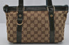 Authentic GUCCI Abbey Hand Tote Bag Purse GG Canvas Enamel 141471 Brown 1534J