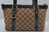 Authentic GUCCI Abbey Hand Tote Bag Purse GG Canvas Enamel 141471 Brown 1534J