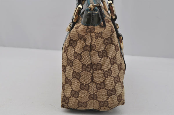Authentic GUCCI Abbey Hand Tote Bag Purse GG Canvas Enamel 141471 Brown 1534J
