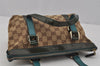 Authentic GUCCI Abbey Hand Tote Bag Purse GG Canvas Enamel 141471 Brown 1534J