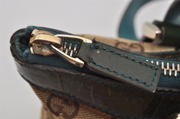 Authentic GUCCI Abbey Hand Tote Bag Purse GG Canvas Enamel 141471 Brown 1534J