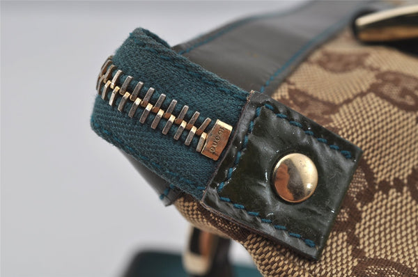 Authentic GUCCI Abbey Hand Tote Bag Purse GG Canvas Enamel 141471 Brown 1534J