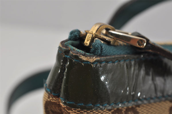 Authentic GUCCI Abbey Hand Tote Bag Purse GG Canvas Enamel 141471 Brown 1534J