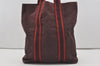 Authentic HERMES Fourre Tout Cabas Hand Tote Bag Canvas Bordeaux Red 1535J