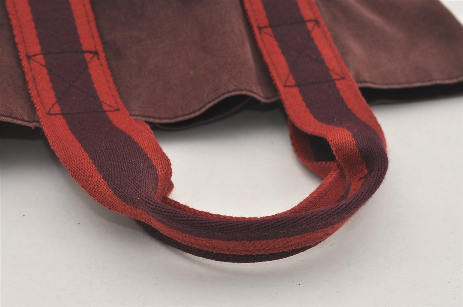 Authentic HERMES Fourre Tout Cabas Hand Tote Bag Canvas Bordeaux Red 1535J