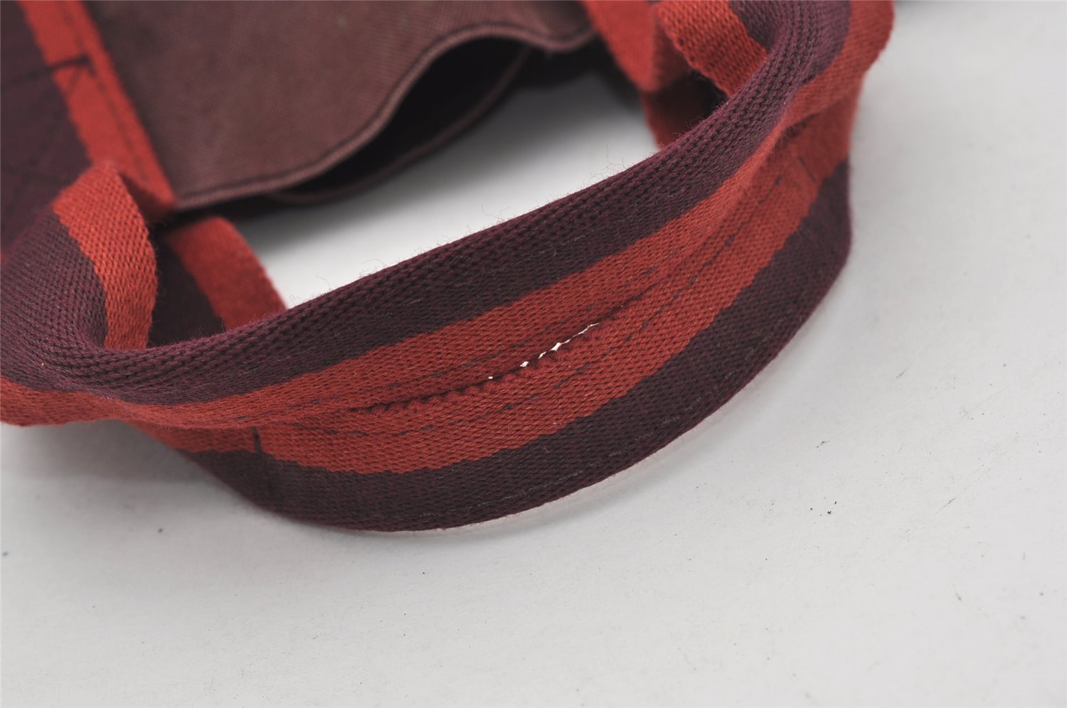 Authentic HERMES Fourre Tout Cabas Hand Tote Bag Canvas Bordeaux Red 1535J