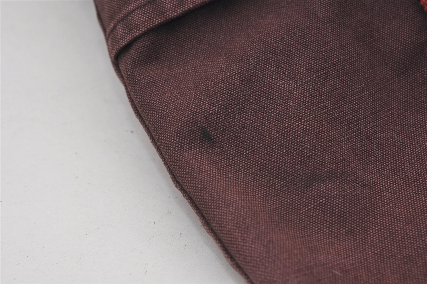 Authentic HERMES Fourre Tout Cabas Hand Tote Bag Canvas Bordeaux Red 1535J