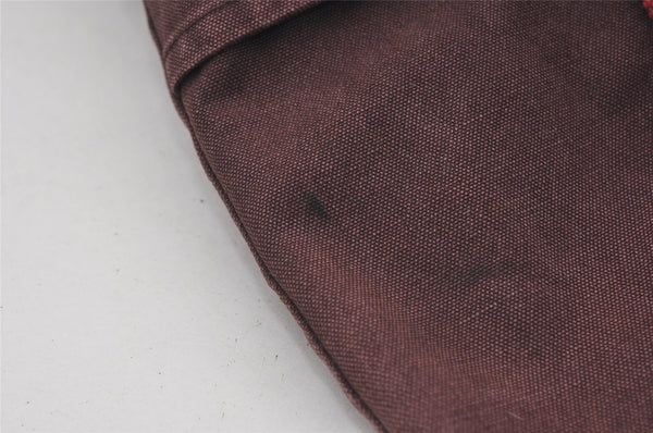 Authentic HERMES Fourre Tout Cabas Hand Tote Bag Canvas Bordeaux Red 1535J