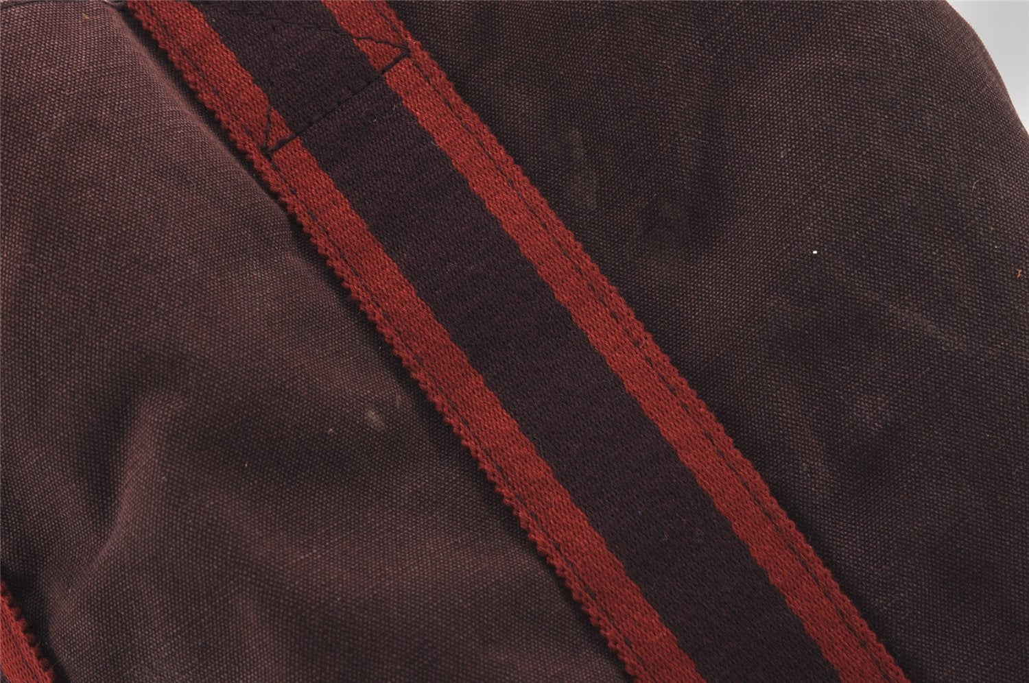 Authentic HERMES Fourre Tout Cabas Hand Tote Bag Canvas Bordeaux Red 1535J